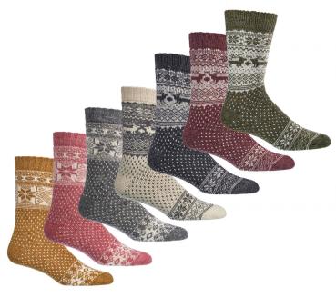 2 Paar TippTexx 24 Norweger Trend-Socken mit Merino- und Alpakawolle